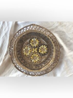 Vintage Handcrafted Cowrie Shell Basket